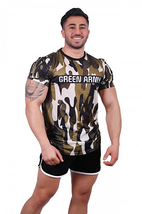 Green Army Camouflage File T-Shirt (Yeşil)