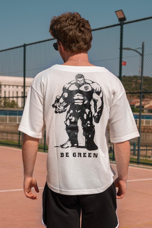 Be Green Shabby Serisi Oversize - Beyaz -  Hulk Baskılı