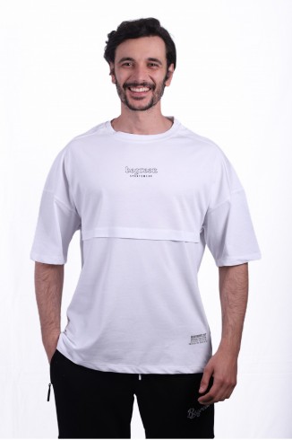 Street Style Oversize / Beyaz-Siyah Baskı