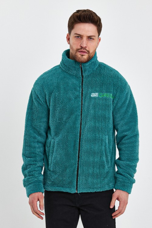 Be Green Pelüş Hırka - Turkuaz