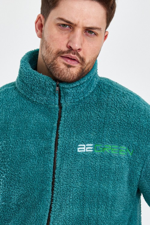 Be Green Pelüş Hırka - Turkuaz